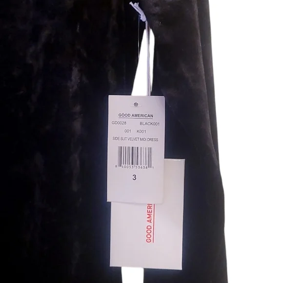 NWT Good American Side Slit Velvet Midi Dress - Picture 5 of 9